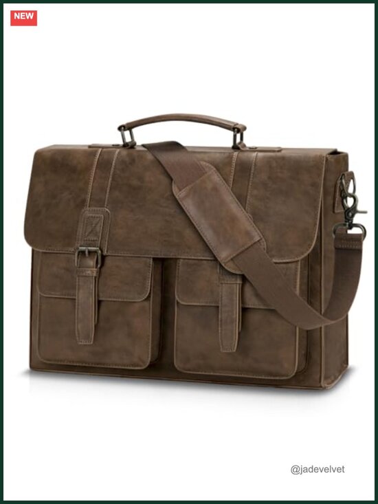 Other - Vintage PU Leather 15.6 Inch Laptop Messenger Bag Multi Compartment Work